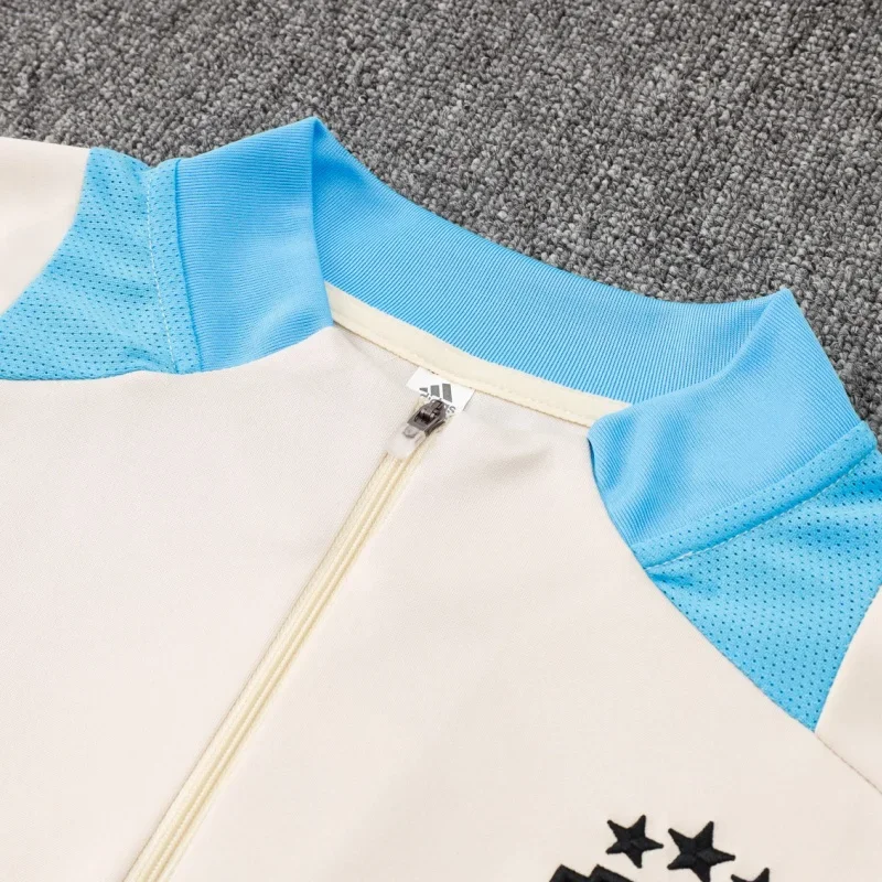 Adidas Soccer Jerseys Men Striped Zippered Embroidered Professional Sportswear Training Soccer Jerseys Black and Blue