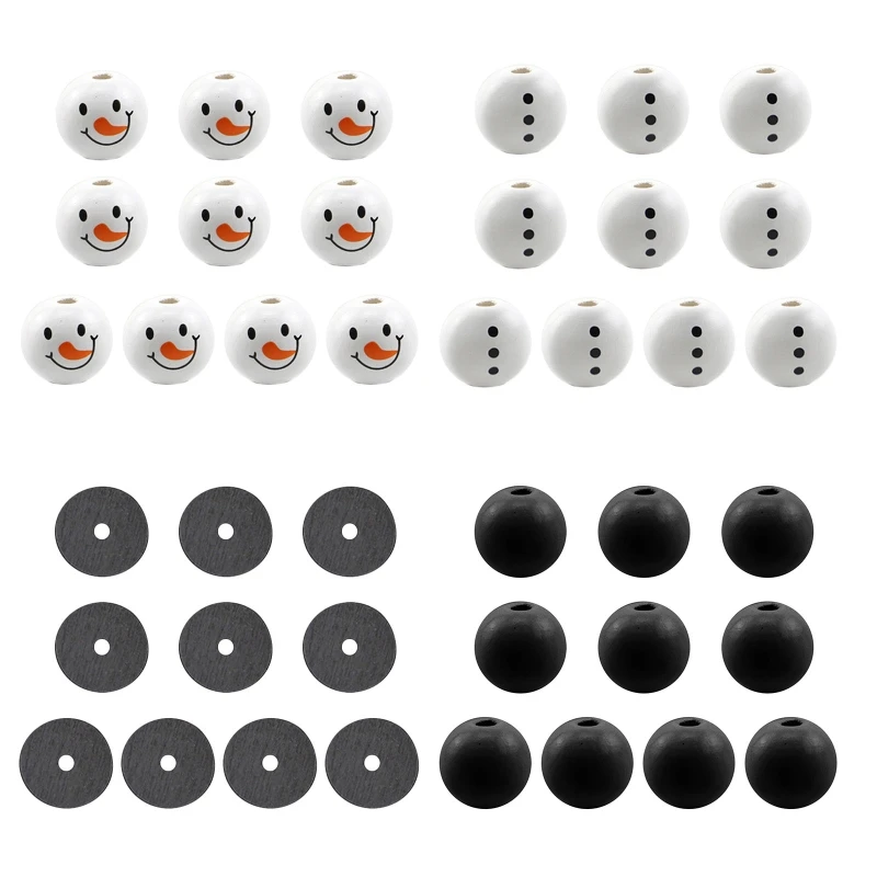 

Wood Beads for Craft DIY Cuet Snowman Face/Stomach Wood Beads for Jewelry Making