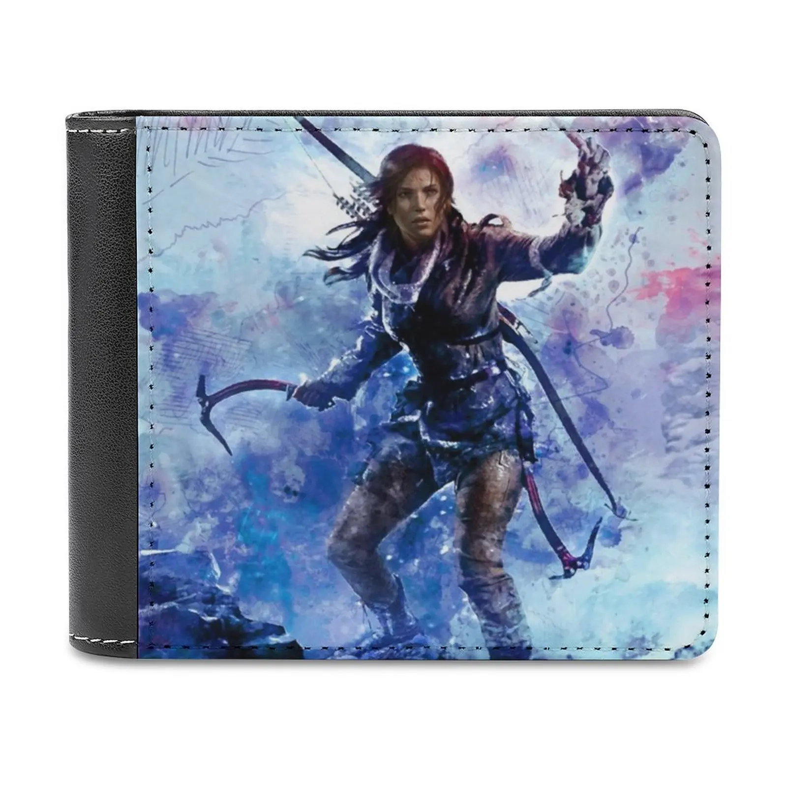 Tomb Raider Pittura Portafoglio In Pelle Da Uomo Classico Portamonete Nero Porta Carte Di Credito Moda Portafoglio Da Uomo Rise Of The Tomb Raider