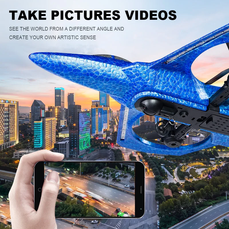 RC Plane With HD Camera 2.4G Radio Remote Control Aircraft Wide Angle Camera 360° Tumbling RC Fighter EPP Foam RC Toy Kid Gifts 3