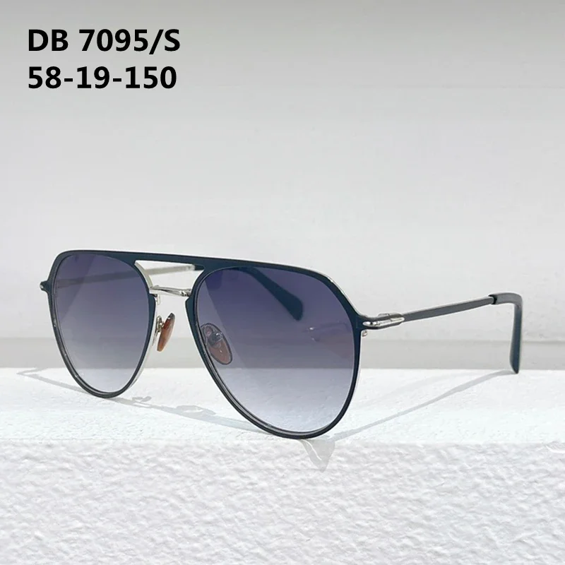 

DB 7095/S Pure Titanium Durable Original Sunglasses Oval Double Bridge Men Fashion Stylish Eyeglasses with Case Solar Glasses