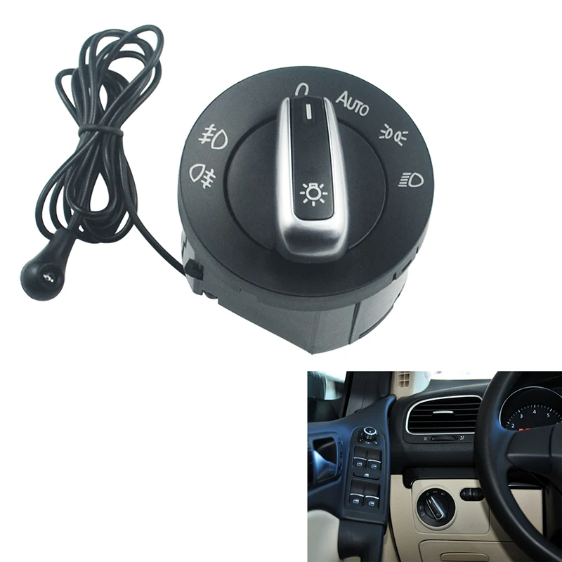 Ejoyous Elektronische Koplampschakelaar met Lichtsensor voor MK5 MK6 2004-2013, Automatische Lichtschakelaar, Zwart, OEM 1Z0941431K