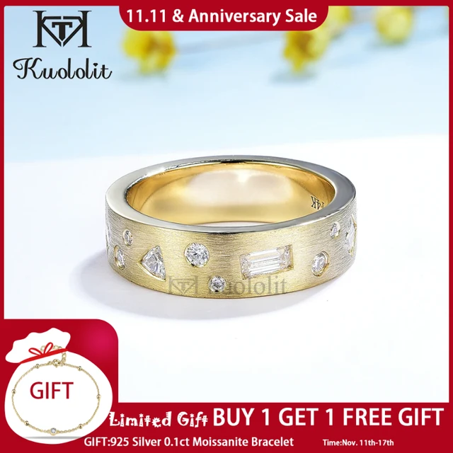 Moissanite Anniversary Band Yellow Gold | Moissanite Rings Engagement Gold  Bands - Rings - Aliexpress