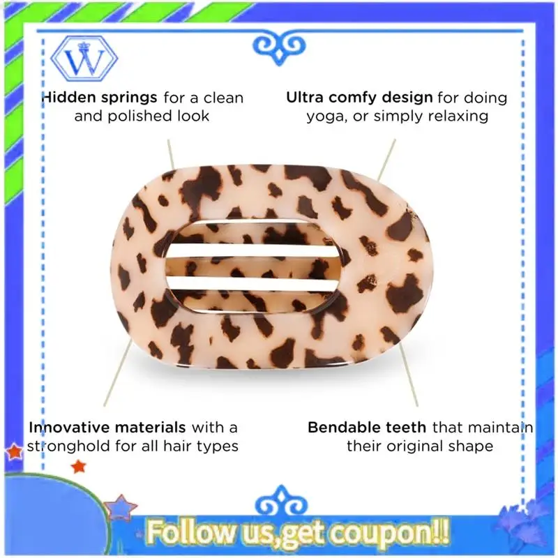 Easy To Use Small Flat Round Clip-Strong Grip, Bendable Teeth, Comfortable Curved Design-For Lying Down, Yoga, Driving & Mor