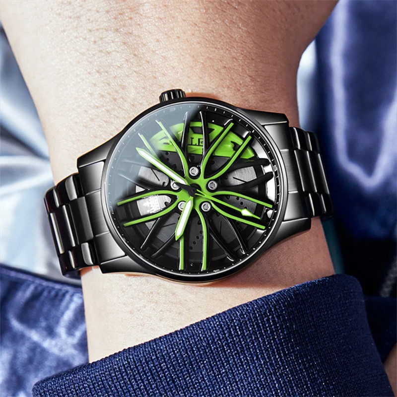 Top Luxury Brand OLEVS Wheel Hub Design Men Watches Men Sports Clock Waterproof Luminous Men Quartz Watch Reloj Hombre