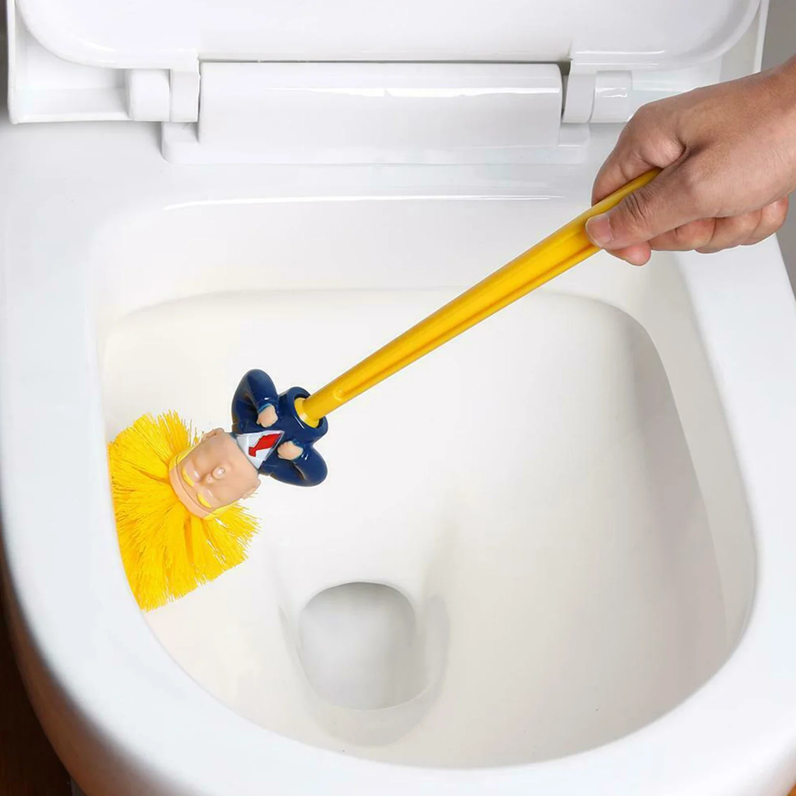 New Toilet Brush Holder Plastic Base Yellow Open Arms Set Funny Gag Creative Gift Clean Bathroom Tiles Cleaning Brosse Toilette