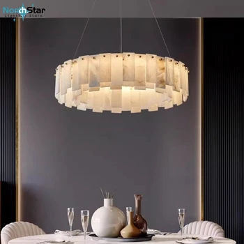 Luxury Brass Marble Pendant 1