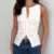Summer Sleeveless Rib Knitted Tank Tops Female Casual Front Button Up Basic Vest Women Fashion Crop Tops Going Out Streetwear