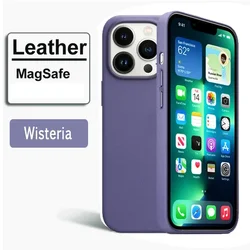 Luxury Leather MagSafe Magnetic Phone Case - Official Style Cover - iPhone 14 Plus (Purple)