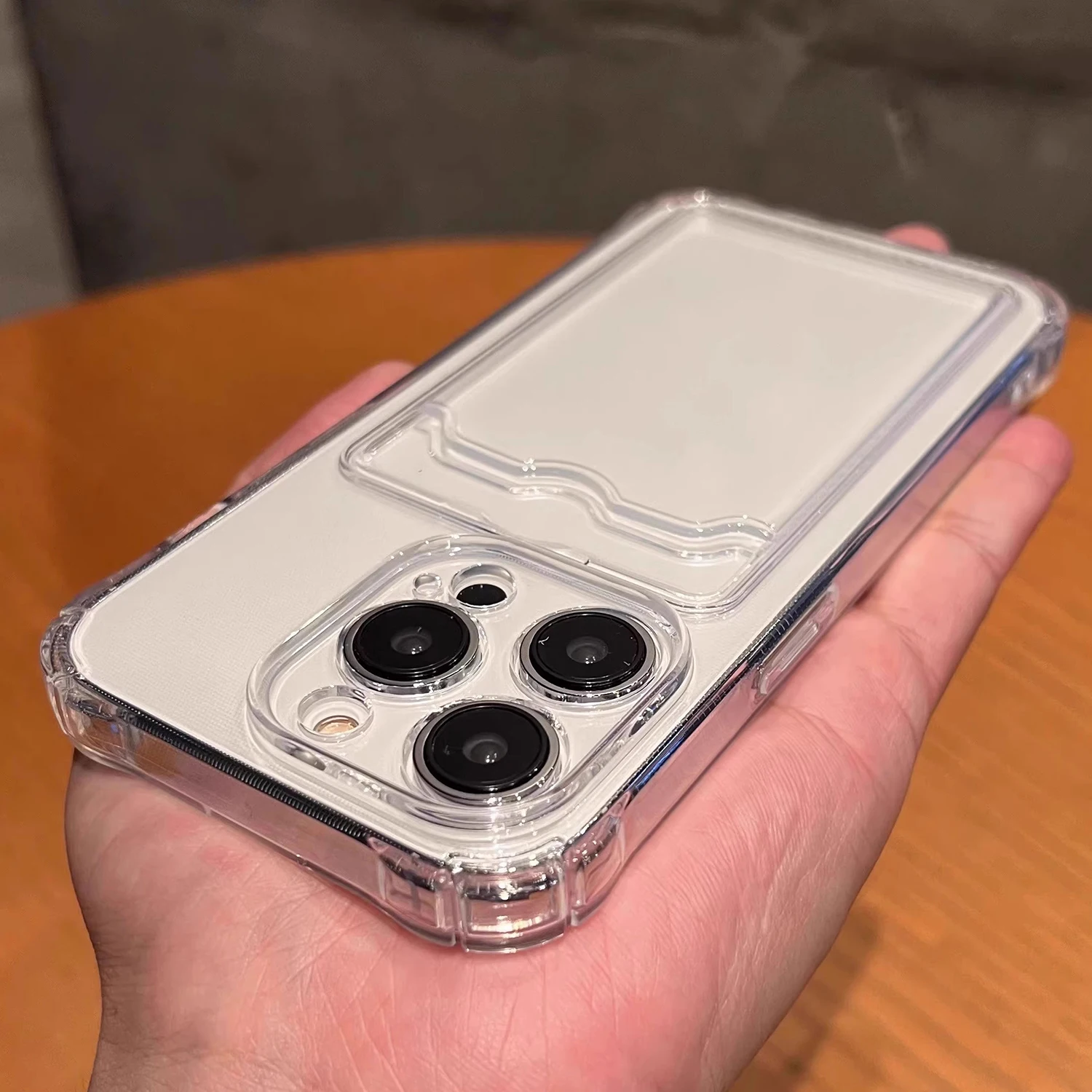 Transparent Silicone Clear Card Holder Phone Case