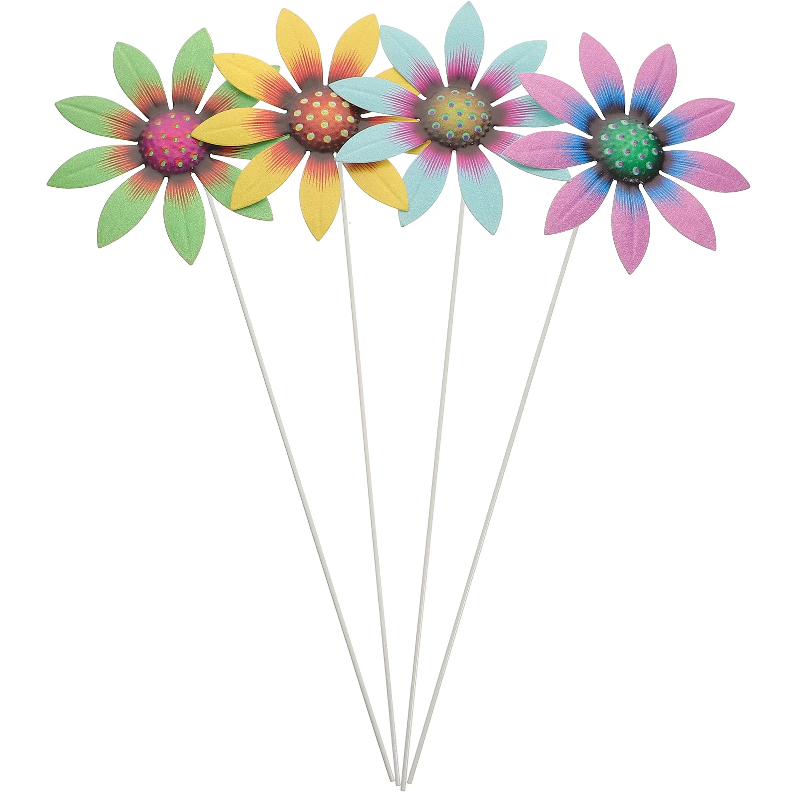 

4pcs Metal Flower Garden Stake Garden Yard Flower Decor Flower Stake Garden Stake Sign