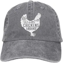 

FUN DOGE FEAIYEA Denim Cap Life is Better with Chickens Baseball Dad Cap Adjustable Classic Sports for Men Women Hat, Gray