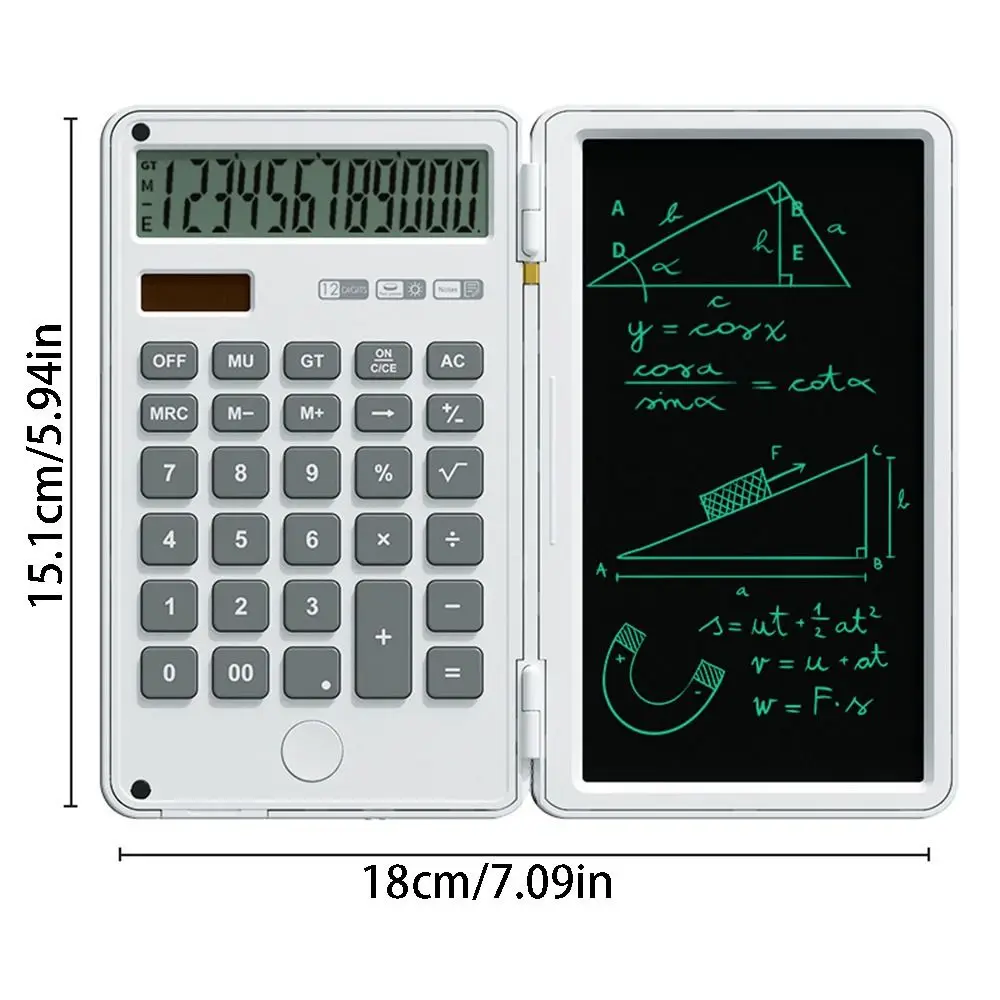 2in1 과학용 계산기 접이식 지울 수 있는 사무용 LCD 드로잉 패드 다기능 실용 기능 계산기(태블릿 포함)