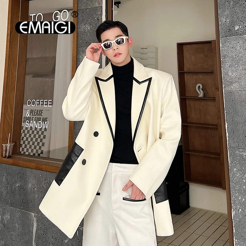 Mens Loose Casual Blazer Coat, Wool Blazer Suit Jacket