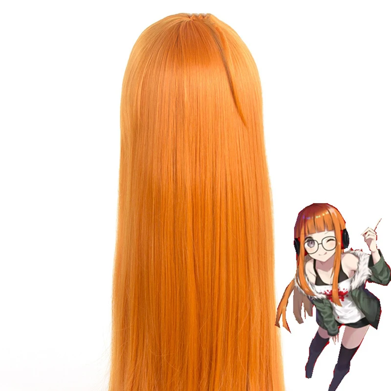 Persona 5 Futaba Sakura Pink Long Straight Hair Cosplay Wig