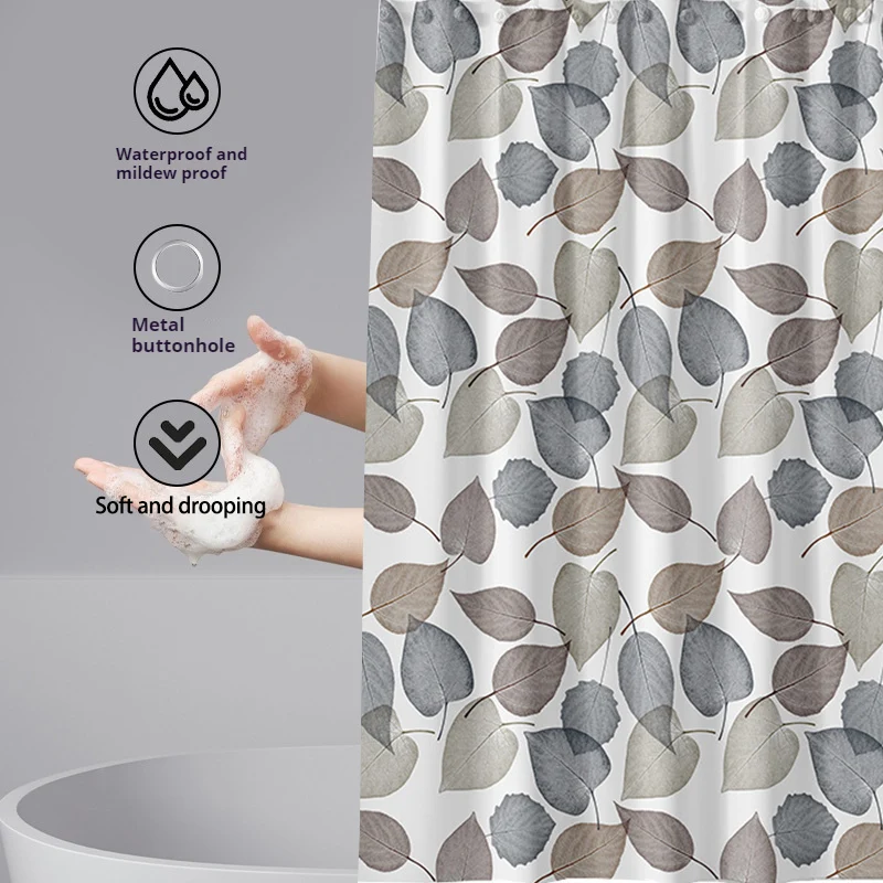 Shower Curtain With Hooks Waterproof Thickened Bathing Sheer Colorful Leaves Shower Partition shower curtains