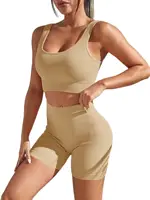 New Arrival Fashion Seamless  Exercise Body-Tight Quick Dry Moisture Absorption High Waist Hip Yoga Fitness Set for Women - Image 3