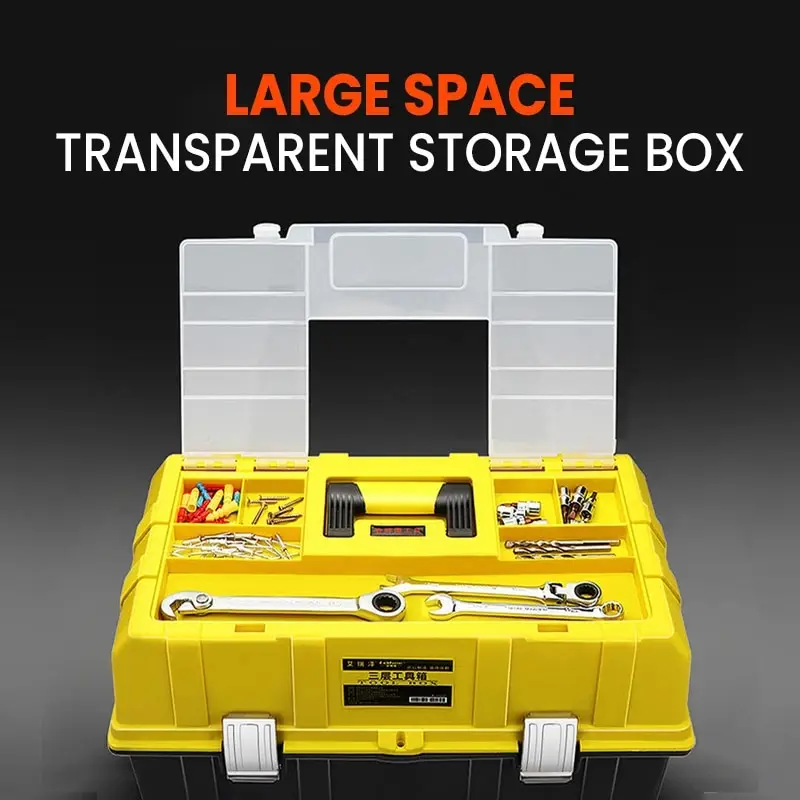 Tool Storage Box Plastic Tool Box Storage Organizer Box AIRAJ Hardware Toolbox Set Plastic Thick Combination Suitcase Electrician Carpenter Electric Drill Storage Box