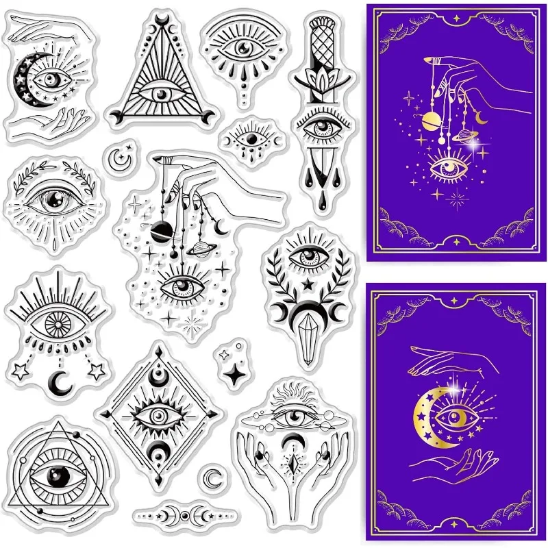 Egypt Eye Mystic Silicone Clear Stamps for Card Making Tarot Egypt Mystery Gothic DIY Scrapbooking 4.3 x 6.3inch 1pc clear stamps clear rubber stamps