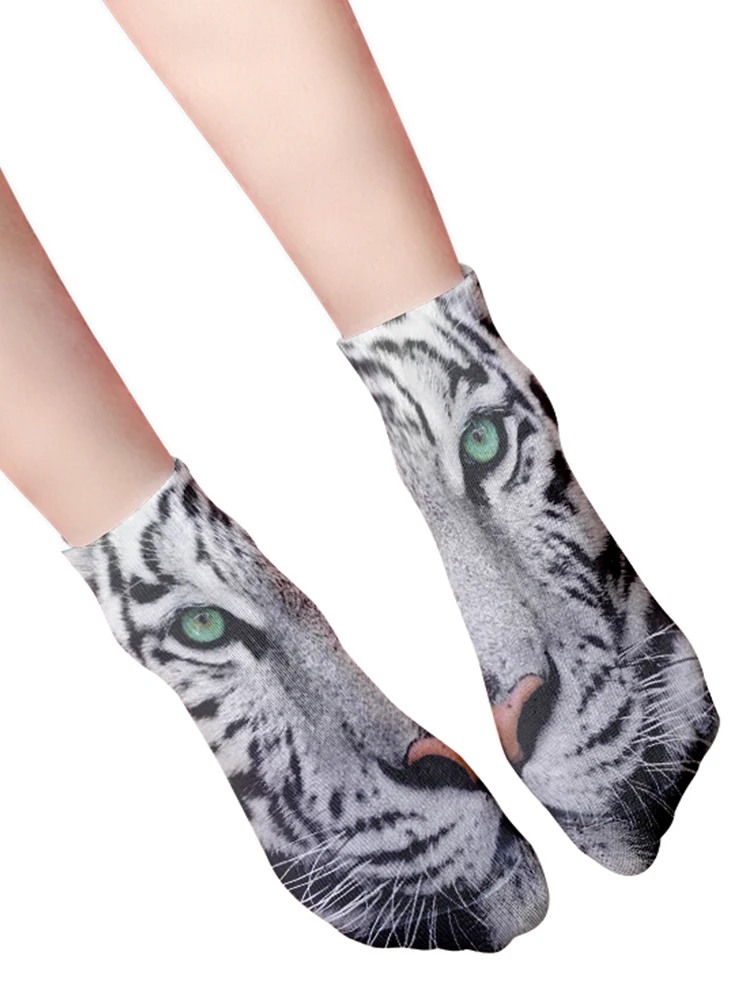 women's socks Novelty 3D Printing Trend Hip-Hop Street Tiger Low Socks Funny Cotton Socks Comfortable Christmas Socks For Unisex winter socks for women