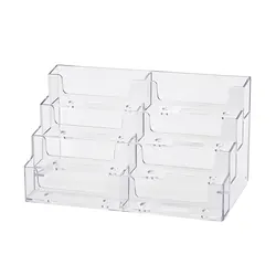 Acrylic Transparent 8 - Compartment Business Card Holder - Desktop Organizer (Transparent)
