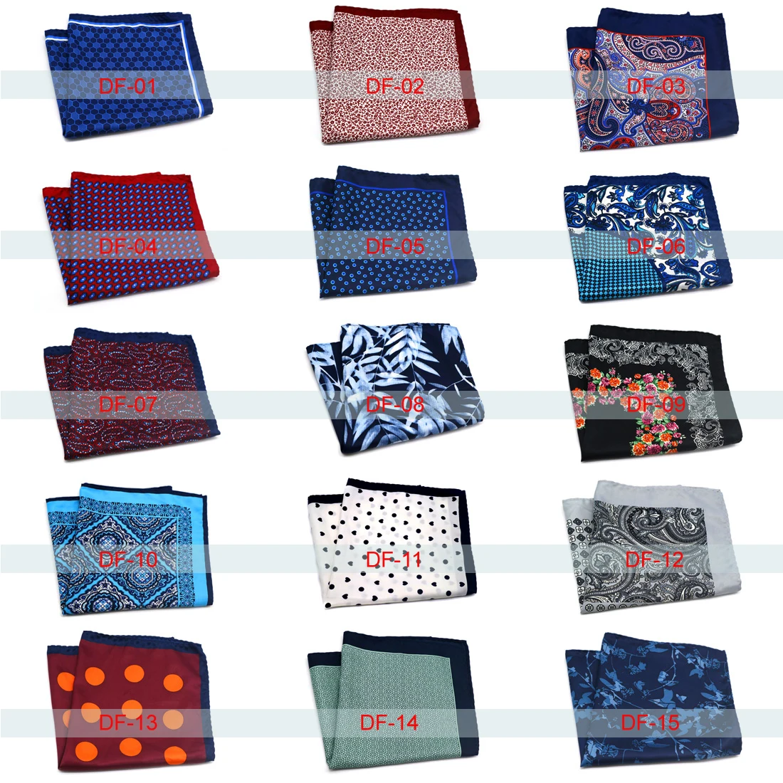 Toptan 15 Piecess erkek cep kareler 12.12.büyük ipeksi çiçek cep kare erkekler kadınlar için mendiller Set çeşitli
