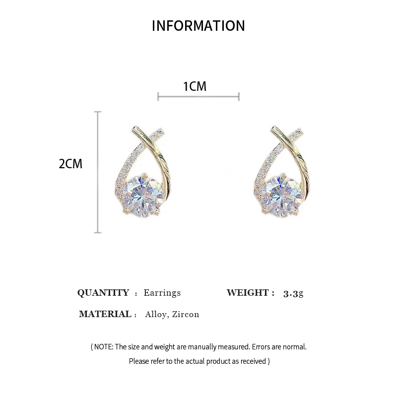 Rhinestone Earrings Ladies Geometric Cross Stud