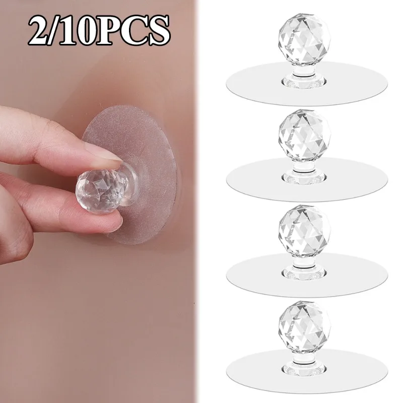 Door Handles Cabinet Handles 2/10pcs Transparent Crystal Drawer Handle Acrylic Punch-free Cabinet Self-adhesive Door Knobs