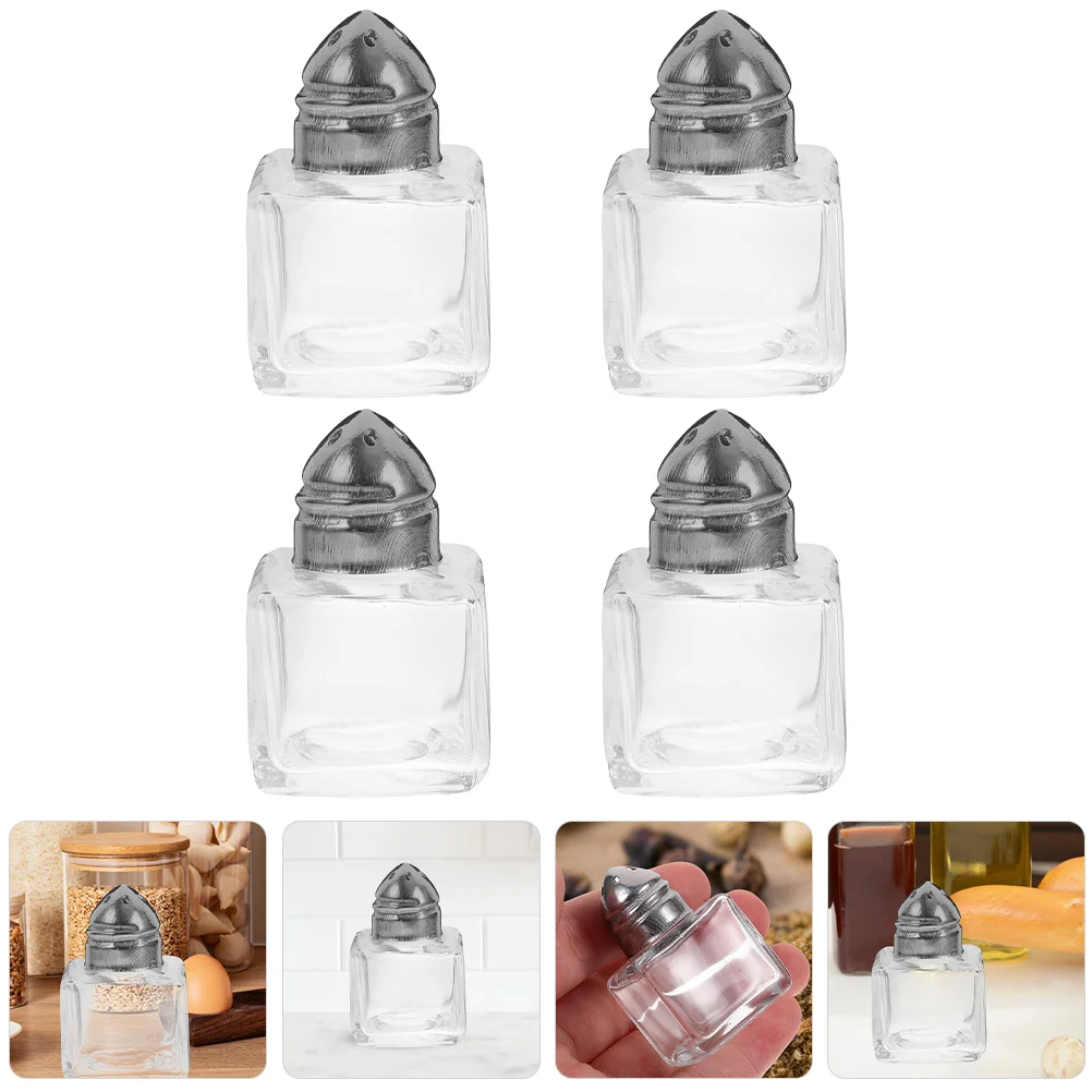 

4pcs Condiment Containers Pepper Bottles Glass Salt Shakers Seasoning Bottles