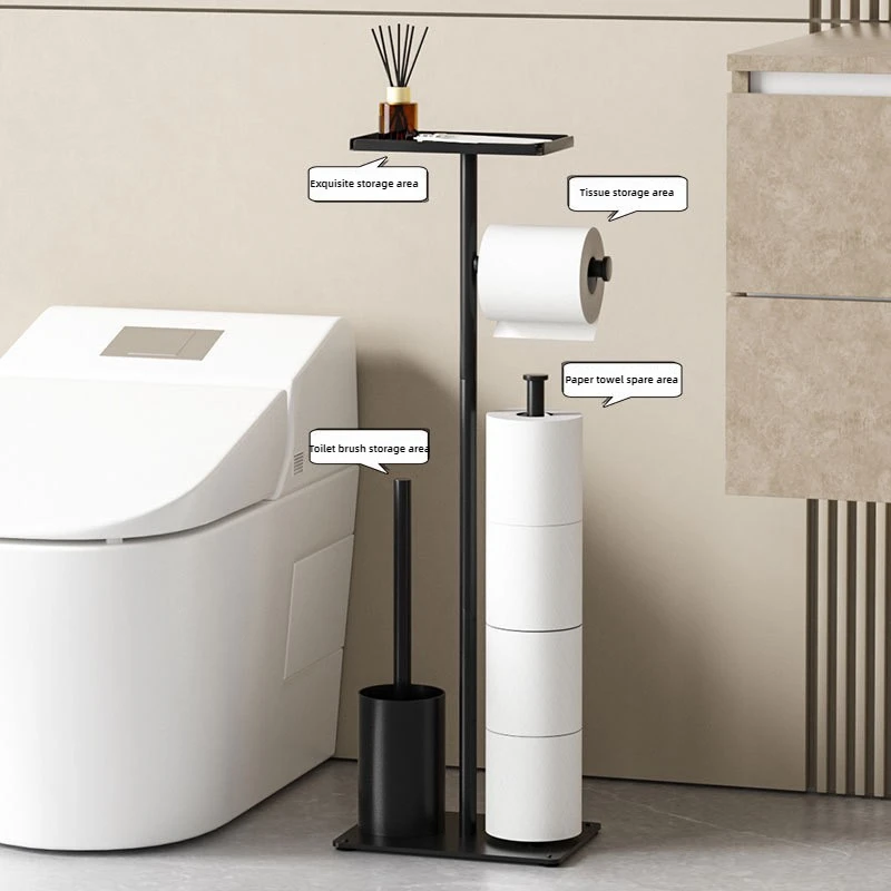 Heavy-Duty Stainless Steel Toilet Brush Holder Wall-Mounted Paper Towel Rack Bathroom Storage Organizer with Drawer