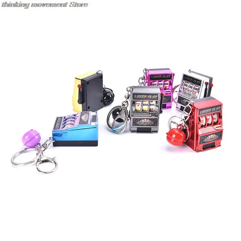 1pc Lucky Jackpot Mini Fruit Slot Machine Fun Birthday Keychain Gift Kids Educational Toy Coin Operated Games Gambling Machine