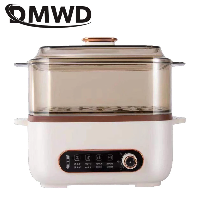 Multifunctional Electric Food Steamer Noodles Pasta Skillet Rice Cooker Egg Frying Pan Porridge Soup Stew Hot Pot Meals Heater 2