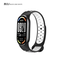 Silicone Sport Strap - Soft Wristband Replacement for Xiaomi Miband 10 (Black and White)