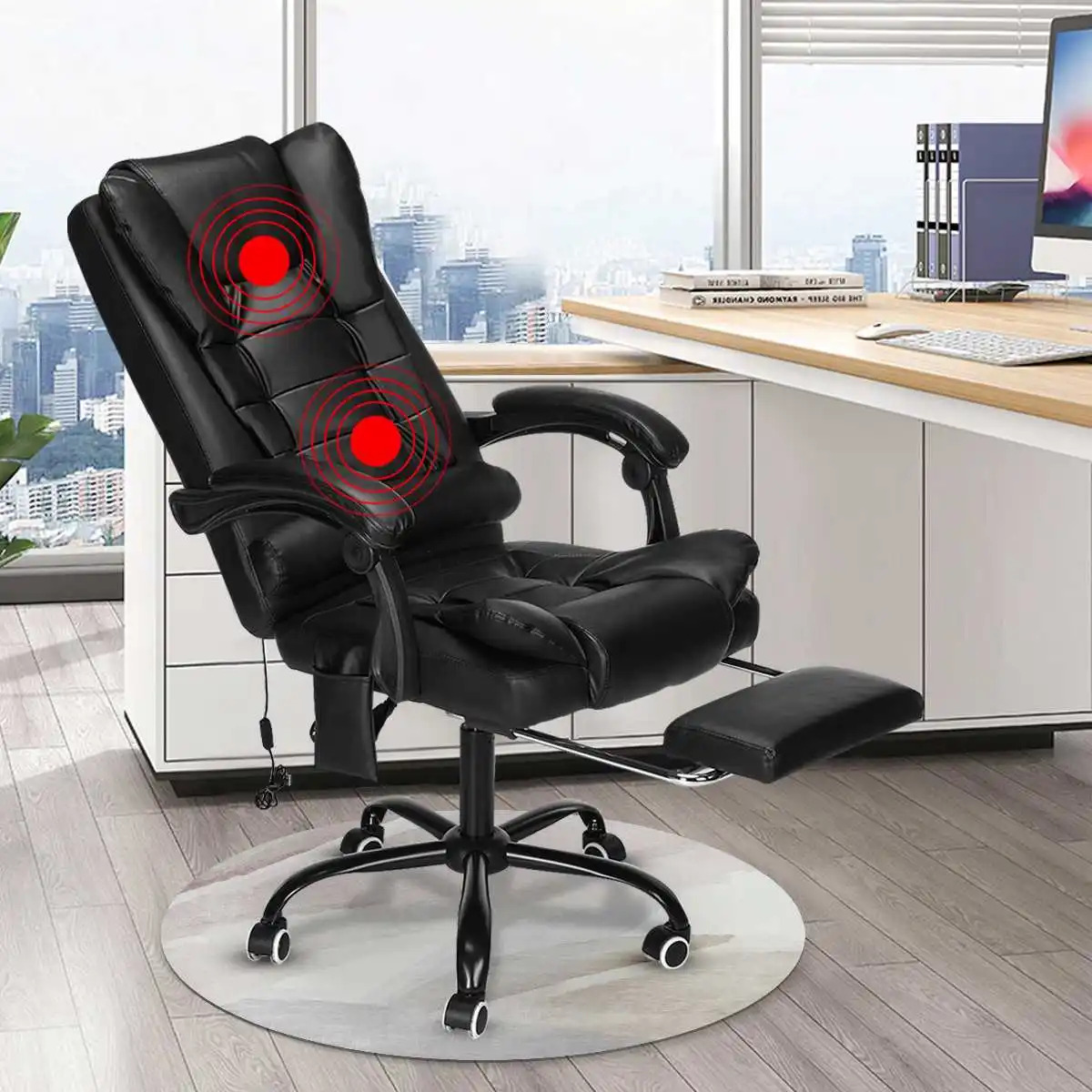 Adjustable Executive Massage Office Chair Reclining High Back Chair Big