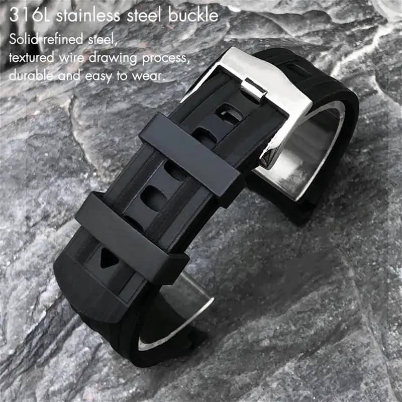SCHIK 20mm 21mm 19mm Fluorous Silicone Rubber Watchband for Omega New Seamaster Diver 300 Black Blue Soft Watch Strap