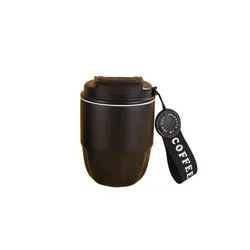 Compact Stainless Steel Dual Wall Coffee Mug - Portable and Durable Vacuum Flask - 260ml (Black)