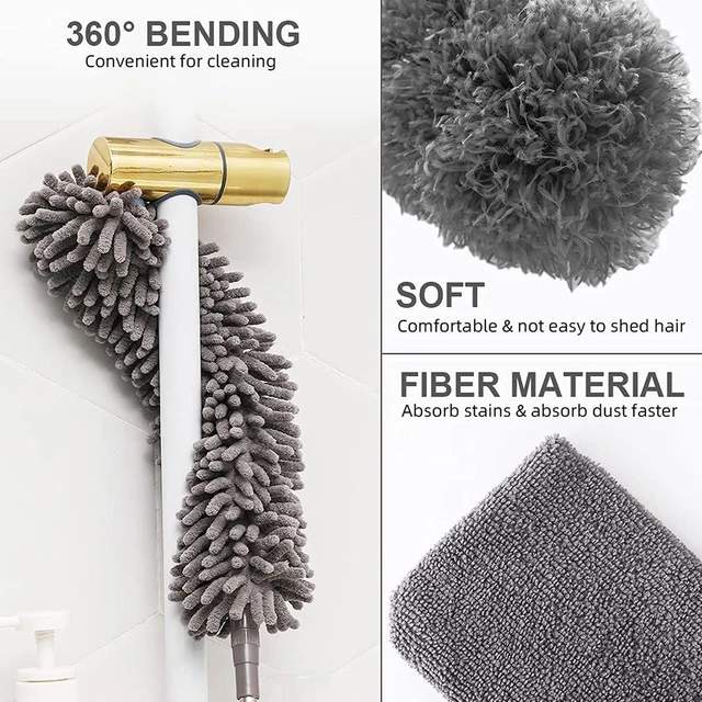  Dusters for Cleaning, Retractable Microfiber Gap Dust Cleaner  with Extension Pole 30'' to 100'', Reusable Bendable Long Handle Feather  Duster Kit for Cleaning High Ceiling Fan, Furniture, Blinds, Car :  Everything