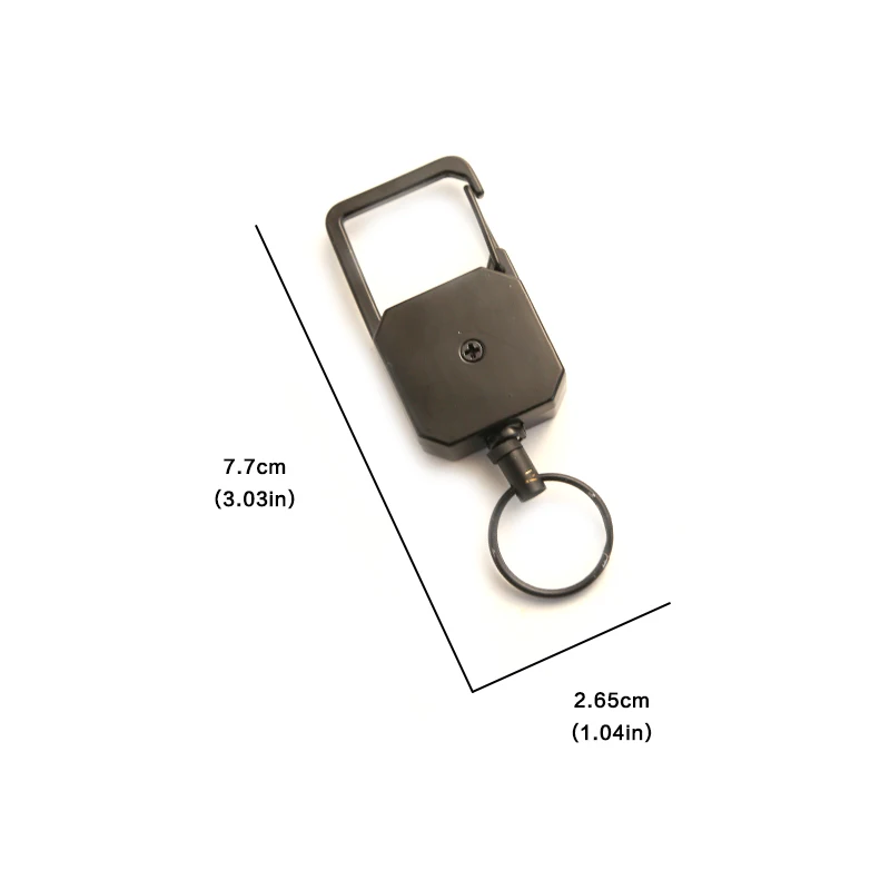 Retractable Anti-Loss Key Chain with D-Shaped Carabiner and Easy-Pull Lanyard