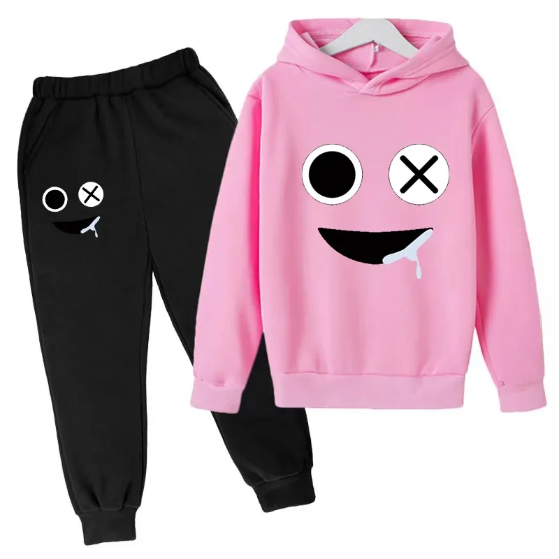 thumbnail image 1 of Sudadera con capucha y pantalón con estampado de cara sonriente para niños, traje de 2 piezas, ropa de moda para niños y niñas, sudadera, conjunto deportivo para bebés y adolescentes, 1 of 5