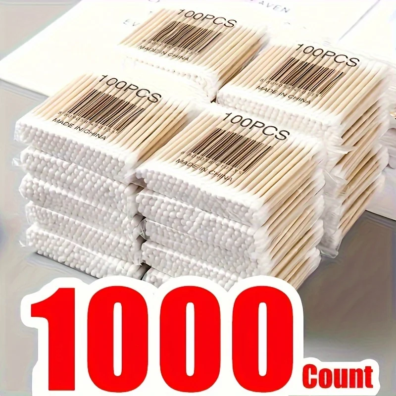 100/500/1000/2000 Count Cotton Swabs - Bamboo Sticks Cotton Swabs For Ears - Double Round Thick Cotton Buds Suitable For Makeup 2