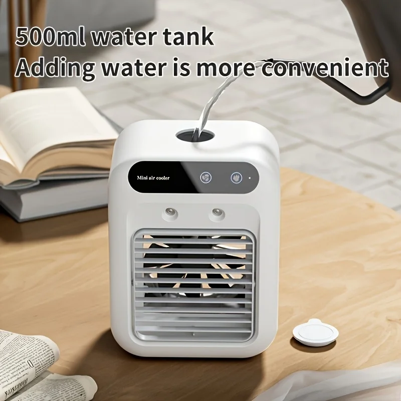 USB Dual Spray Mini Portable Air Cooler Fan Evaporative Air Conditioner Humidifier 20dB Quiet Desktop Cooling Fan for Home 2