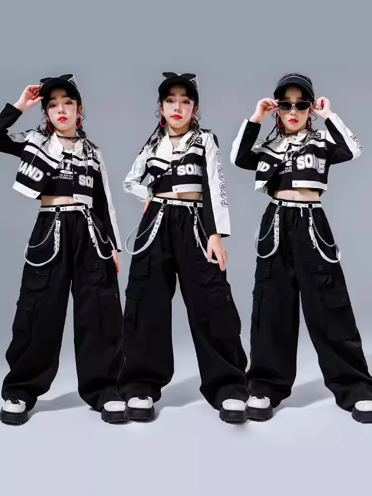 Kid Cool Hip Hop Clothing White Motorcycle Crop Shirt Jacket Top