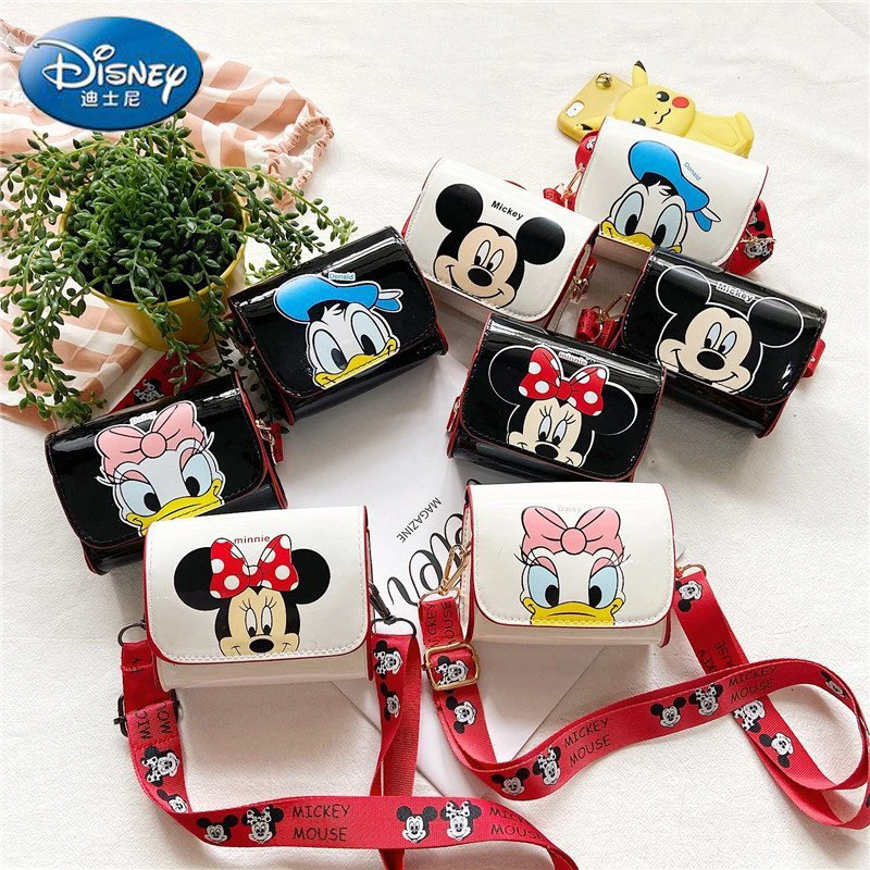 

Disney 2023 New Cartoon Mickey and Minnie Messenger Bag Cute Girls Coin Purse High Quality PU Girls Fashion Mini Shoulder Bag