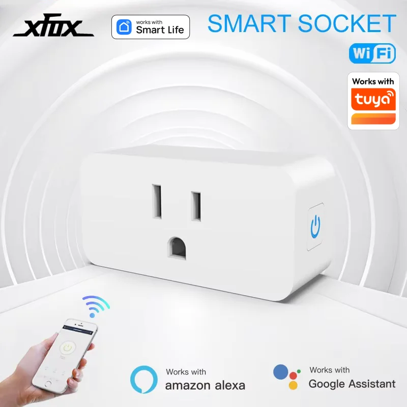 Tuya Mini WiFi สมาร์ทปลั๊ก 10A US Smart Home Timing SOCKET Smart Life APP ควบคุมเสียงทํางานร่วมกับ Alexa Google Home 1