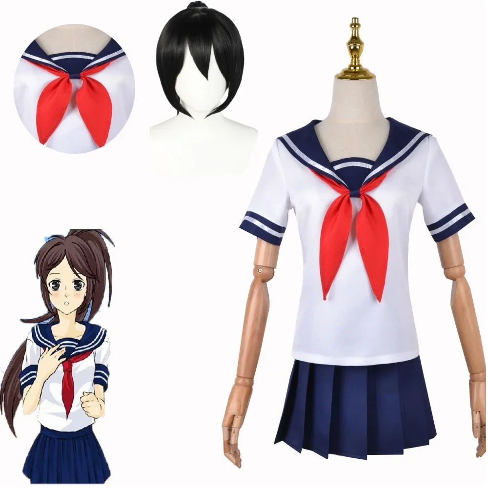 

Ayano Aishi Yandere-Chan Yan-Chan Cosplay Costume Wig Game Yandere Simulator Anime School Sailor Jk Uniform Halloween Suit