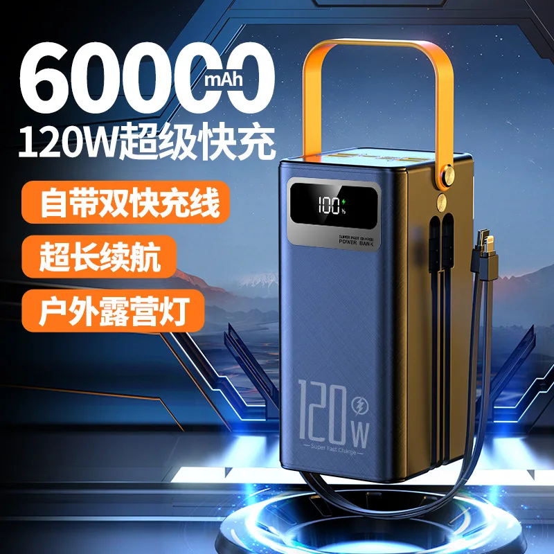 PowerBank 60000mAh 30000mAh 20000mAh Batteria di ricambio Caricatore portatile Batteria esterna mobile Ricarica rapida per iPhone da campeggio - immagine 4