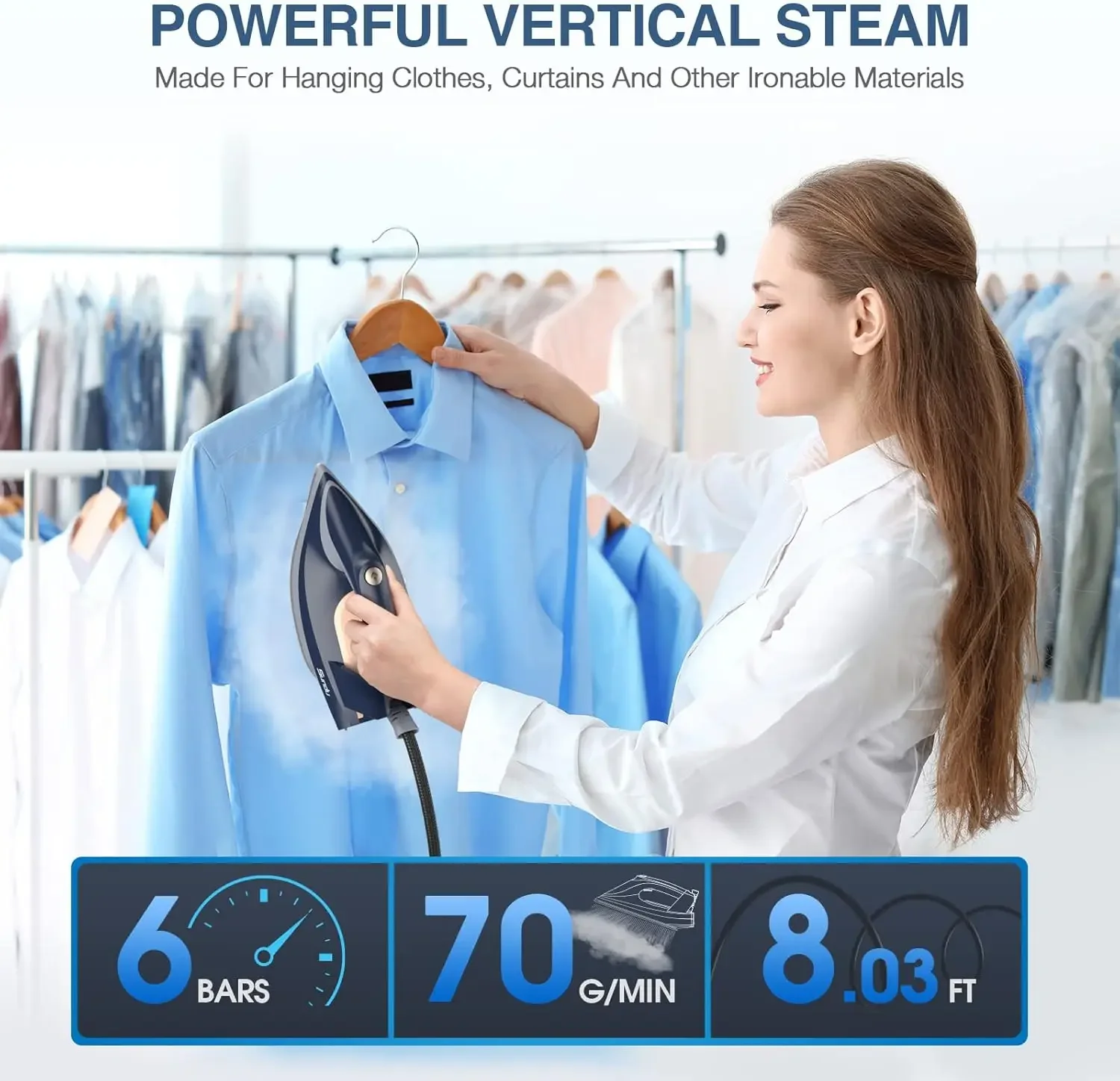 Station with Ceramic Soleplate, 1800W Steam Station Iron for Clothes with 1.5L Removable Water Tank, Iron Lock for Easy Carry, A 6