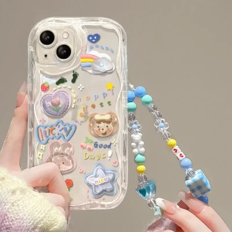 Custodia Trasparente Per Orso 3D Per Samsung A54 A52 A52S A53 A32 A04 A04E A13 A14 A22 A23 A24 A33 A34 A57 A71 A73 A50 A30 Custodia Per Bracciale