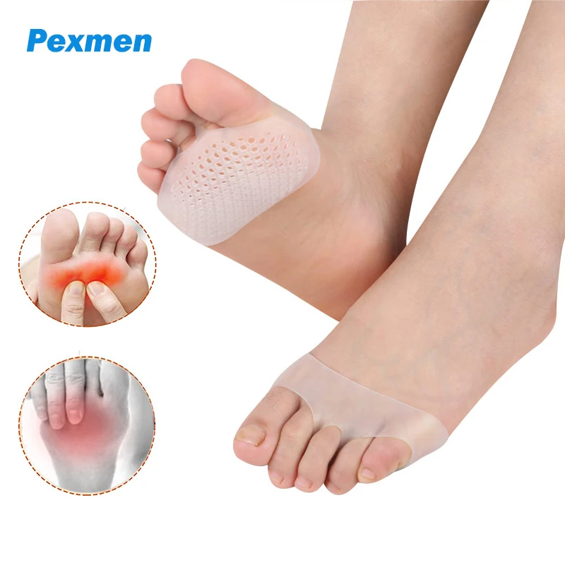 Pexmen 2/4Pcs Metatarsal Pads Ball of Foot Cushions Gel Breathable Forefoot Pad Pain Relief Foot Care Tool for Men and Women