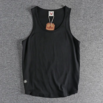 Cotton sleeveless T-shirt vest men's loose vest American style outside wear short sleeve boys sports fitness top tide summer 1
